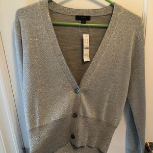 NWT JCrew silver sparkle cardigan / size S / unworn / three buttons